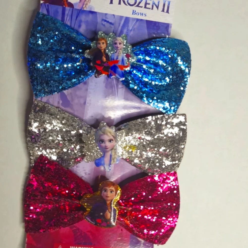 DISNEY FROZEN‎ 2 GIRLS BOWS GLITTER